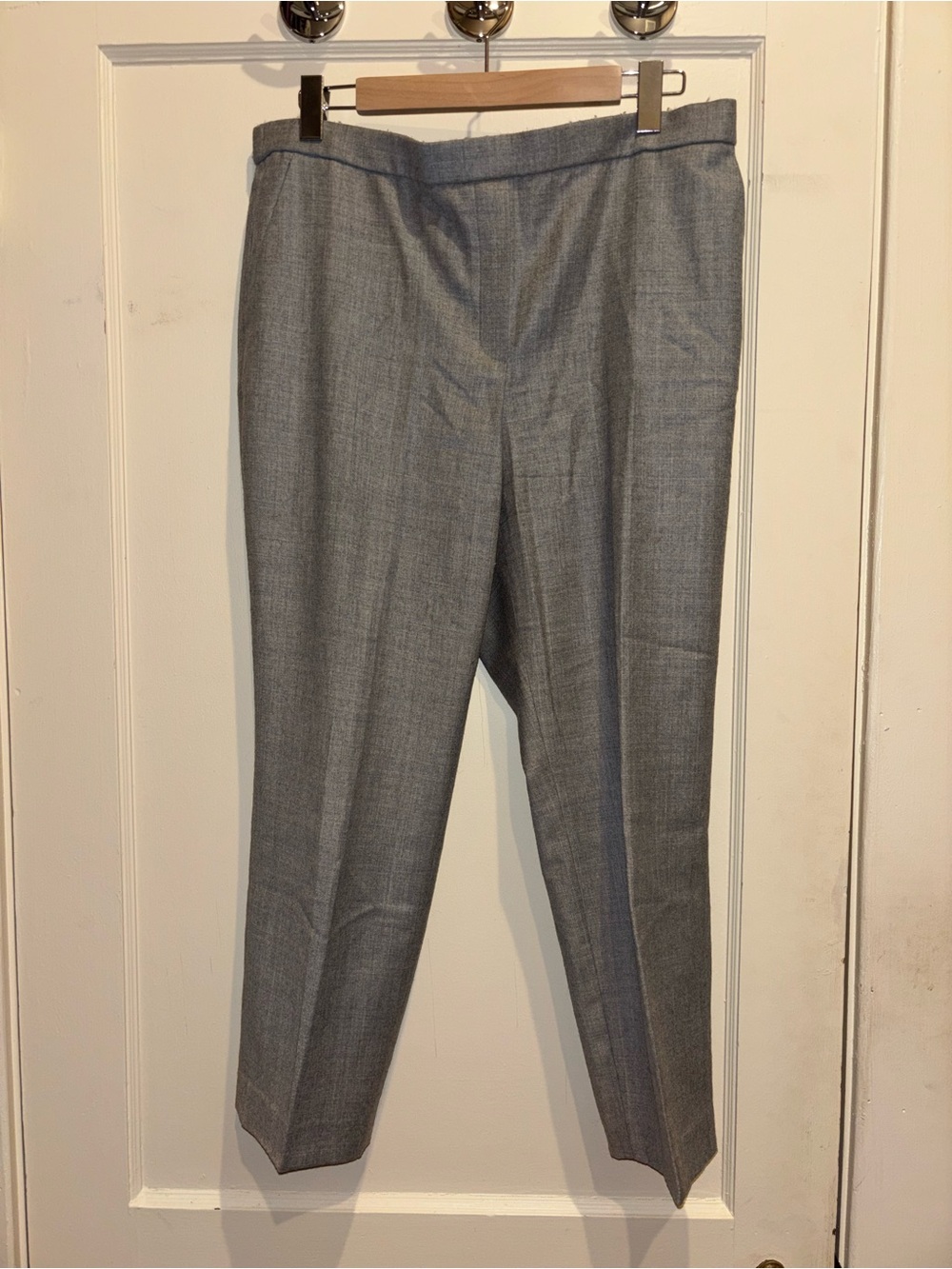 Theory Mid Gray Sleek Flannel Trousers